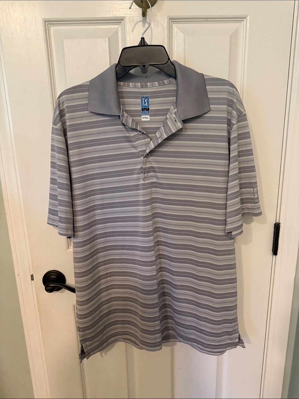 PGA TOUR Gray Striped Performance Polo